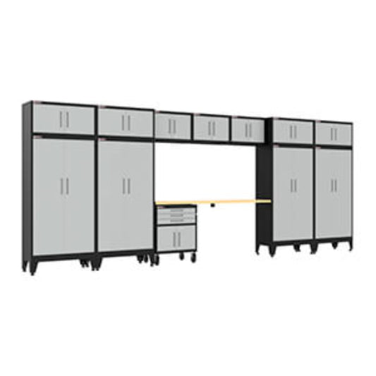 Armadillo Tough Grey 13-Piece Garage Cabinet Set with Levelers and Casters - AR13PC131G