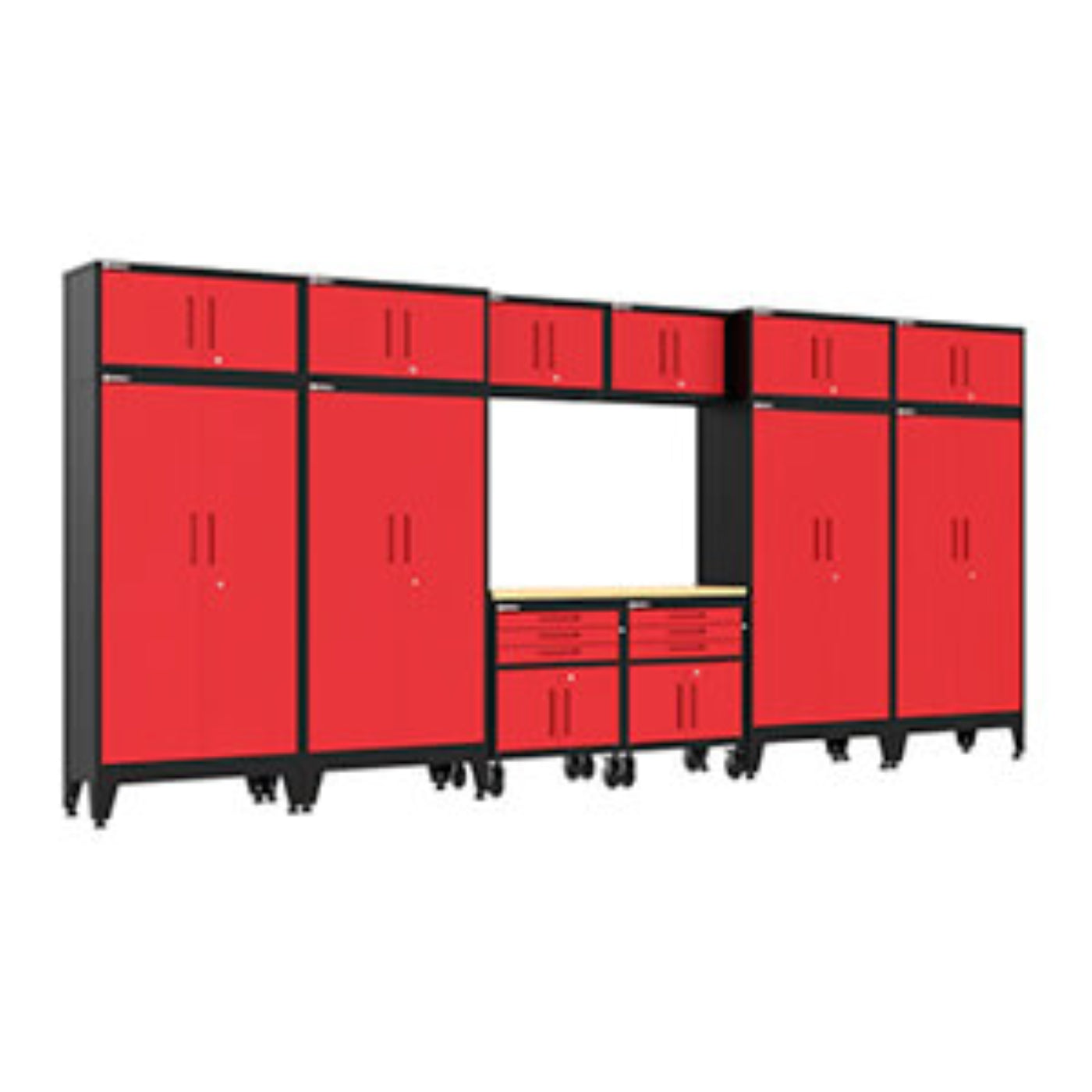 Armadillo Tough Red 13-Piece Garage Cabinet Set with Levelers and Casters - AR13PC132R