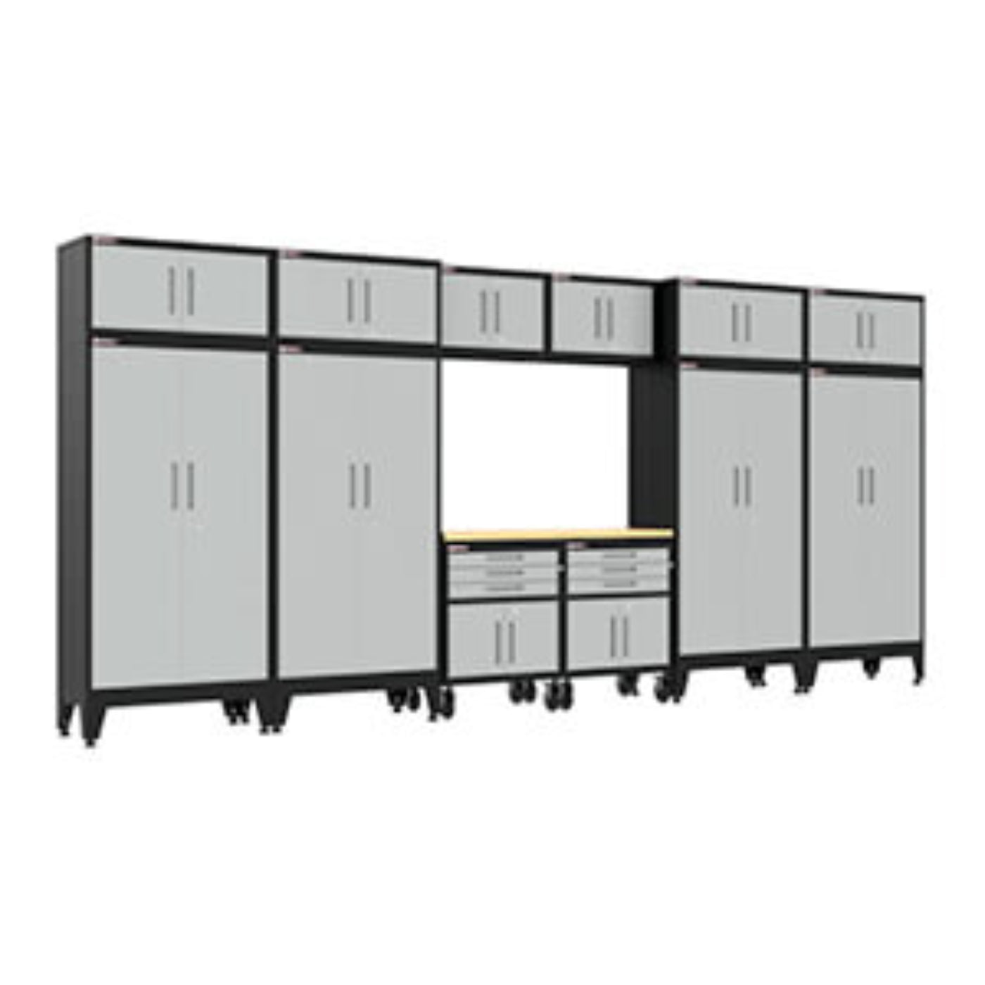 Armadillo Tough Grey 13-Piece Garage Cabinet Set with Levelers and Casters - AR13PC132G