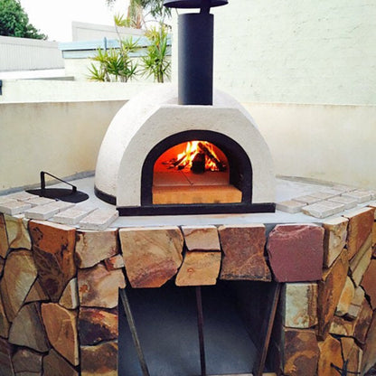 WPPO 37" x 38" x 23" DIY Tuscany Wood-Fired Outdoor Pizza Oven Kit with Stainless Steel Flue and Black Door WDIY-AD70 - WDIY-AD70