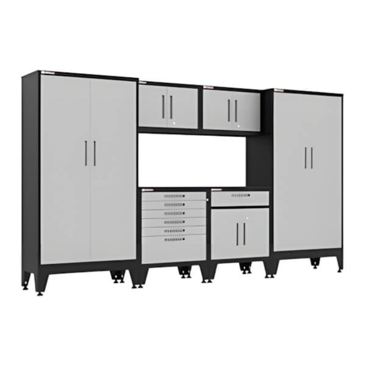 Armadillo Tough Grey 6-Piece Garage Cabinet Set with Levelers and Casters - AR6PC135G