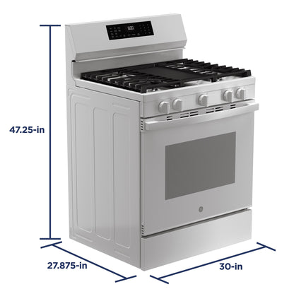 GE APPLIANCES GGF600AVWW GE(R) 30" Free-Standing Gas Convection Range with No Preheat Air Fry and EasyWash(TM) Oven Tray - GGF600AVWW-KT