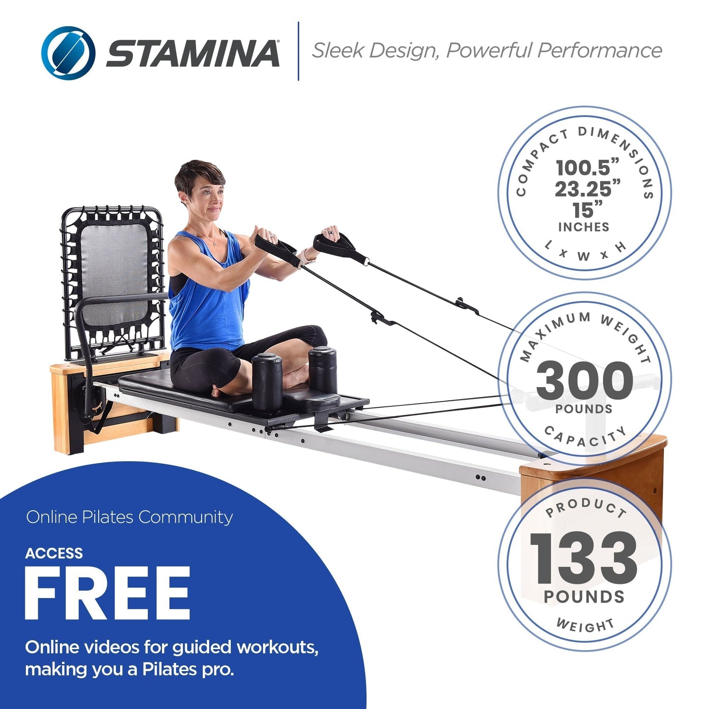 Stamina Products AeroPilates Board Pro Reformer Body Resistance Workout System - 251074