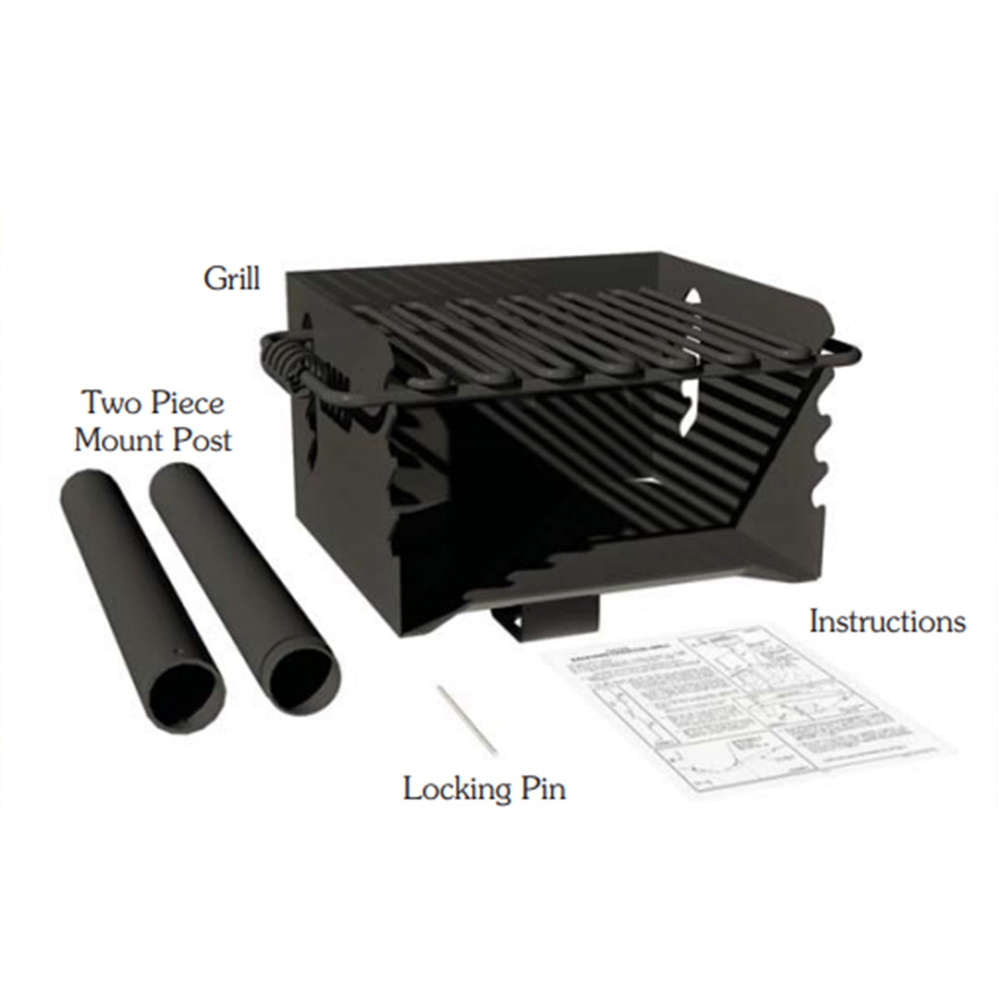 Pilot Rock CBP-135 Park Style Outdoor BBQ Charcoal Grill with Swivel, 2 Pack - 415877