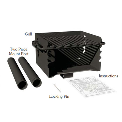 Pilot Rock CBP-135 Park Style Outdoor BBQ Charcoal Grill with Swivel, 2 Pack - 415877