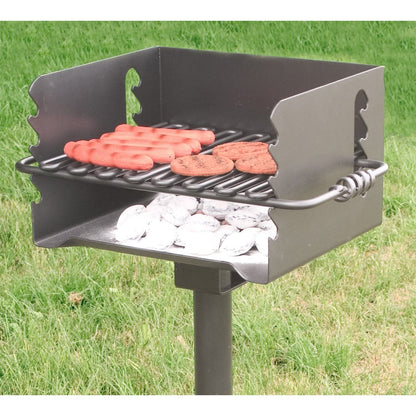 Pilot Rock CBP-135 Park Style Outdoor BBQ Charcoal Grill with Swivel, 6 Pack - 415879