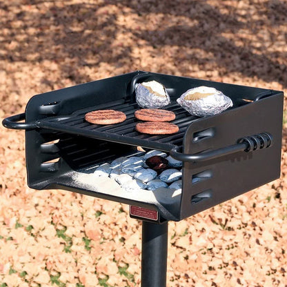 Pilot Rock H-16 B6X2 Park Style Outdoor BBQ Charcoal Grill w/ Swivel, 4 Pack - 415872