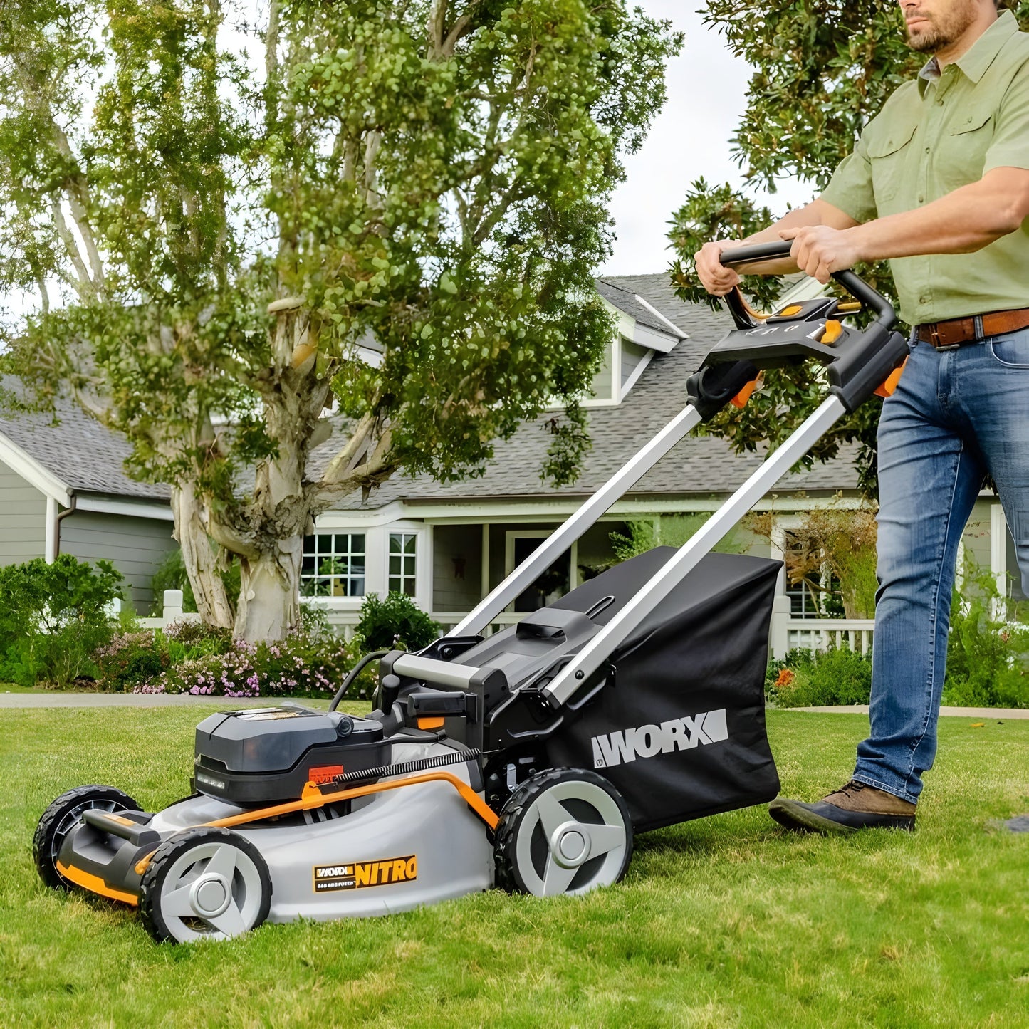 Worx WG753 Cordless 40V Nitro Self-Propelled 21" Lawn Mower - WG753