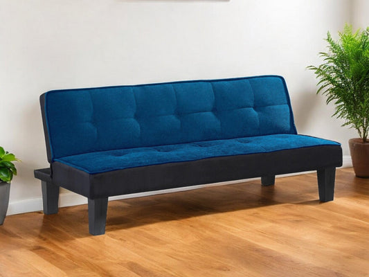 Modway Furniture 66" Chic Blue Fabric Sofa with Sleek Black Legs - Modern Armless Design for Stylish Living Spaces - 285669-HOMEROOTS