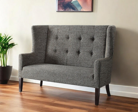 Modway Furniture 56" Gray Fabric Settee with Elegant Chocolate Legs – Stylish Comfort for Your Home Interior Redesign - 285683-HOMEROOTS