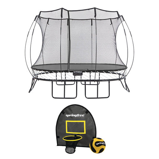 Springfree Trampoline Kids Oval 8 x 11 Ft Trampoline & FlexrHoop Basketball Game - 299720