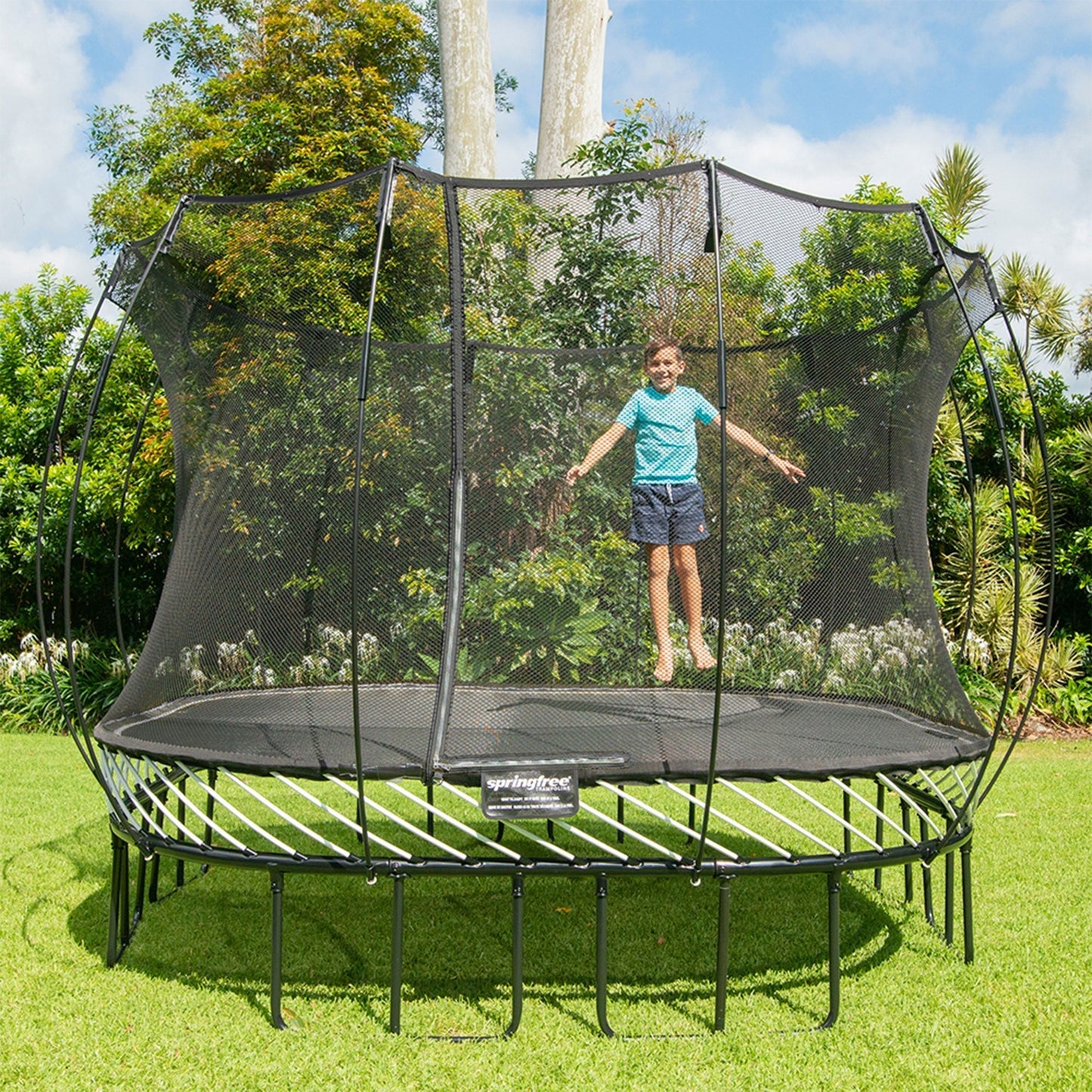 Springfree Trampoline Kids Square 13 Ft Trampoline & FlexrStep V2 Safety Ladder - 299875