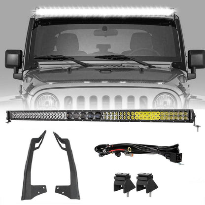 Auxbeam 52" 5D-PRO Light Bar&Windshield Mounting Brackets For Jeep Wrangler JK 2007~2017 - GP00007521