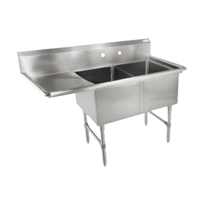 John Boos 2B184-1D18L Two-Compartment "B" Series Sink with 18" Left Drainboard