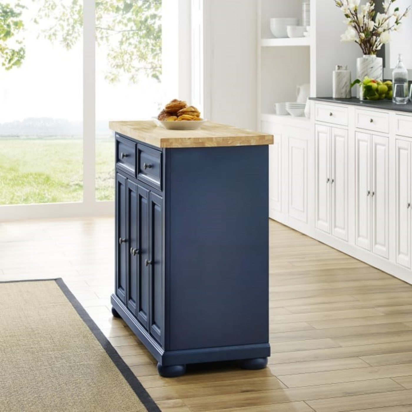 CROSLEY KF30031ANV MADISON 42 INCH TRANSITIONAL DESIGN KITCHEN ISLAND - NAVY - KF30031ANV