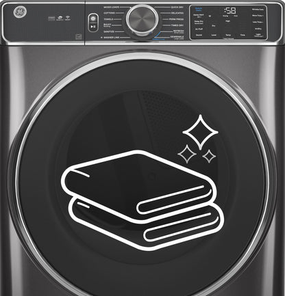 GE APPLIANCES GFD65GSSVWW GE(R) 7.8 cu. ft. Capacity Smart Front Load Gas Dryer with Steam and Sanitize Cycle - GFD65GSSVWW-KT