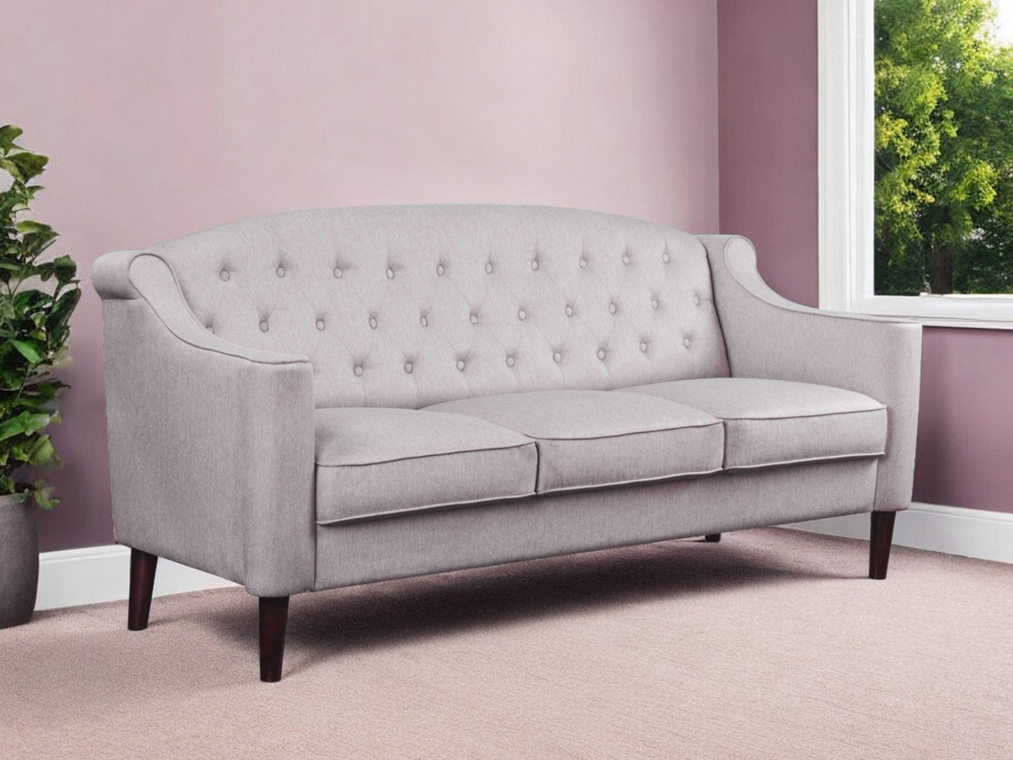 Modway Furniture 73" Cream Fabric Sofa with Elegant Dark Brown Legs - Perfect Blend of Comfort and Style for Your Home - 318824-HOMEROOTS