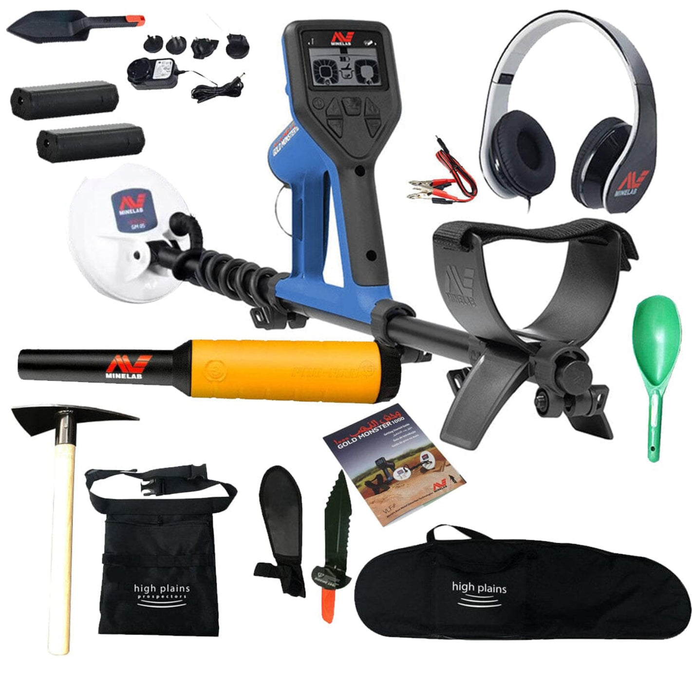 Minelab Gold Monster 1000 Metal Detector with Pro-Find 15 Pointer, 18" Pick and Free Gear - 3317-0005-MFG5-pick-bundle