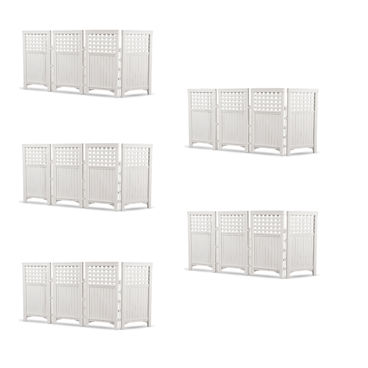 Suncast Outdoor Garden Yard 4 Panel Screen Enclosure Gated Fence, White (5 Pack) - 173090