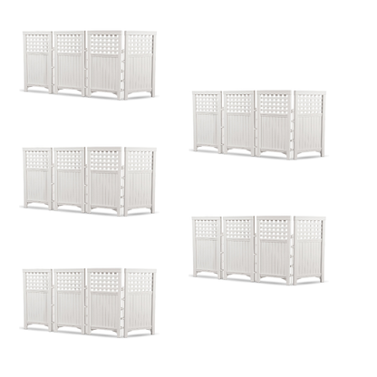 Suncast Outdoor Garden Yard 4 Panel Screen Enclosure Gated Fence, White (5 Pack) - 173090