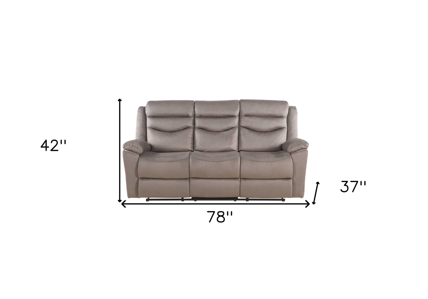 Modway Furniture 78" Luxurious Brown Velvet Reclining Sofa with Black Legs - Comfort and Style for Your Living Room - 347270-HOMEROOTS