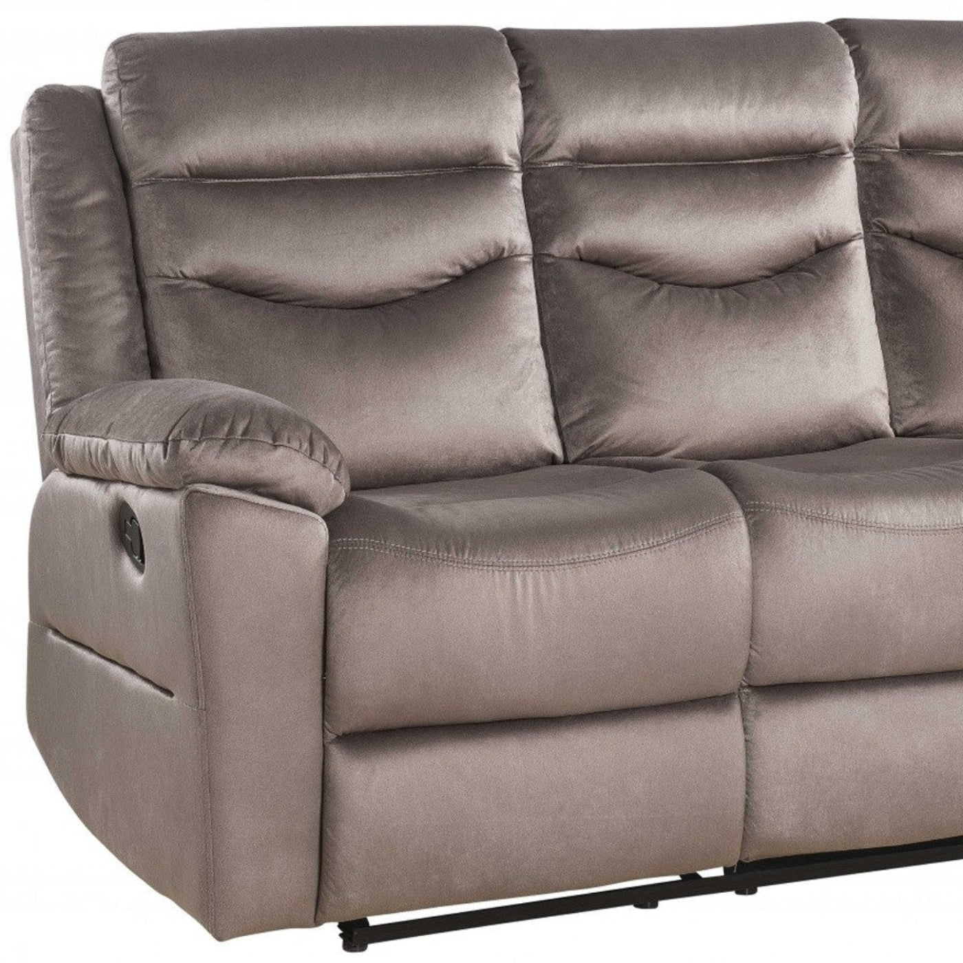 Modway Furniture 78" Luxurious Brown Velvet Reclining Sofa with Black Legs - Comfort and Style for Your Living Room - 347270-HOMEROOTS