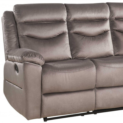 Modway Furniture 78" Luxurious Brown Velvet Reclining Sofa with Black Legs - Comfort and Style for Your Living Room - 347270-HOMEROOTS