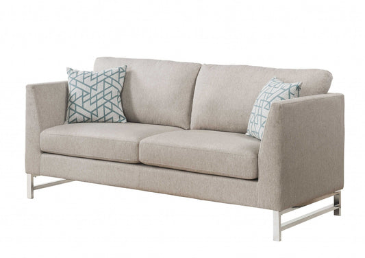 Modway Furniture 35" Beige Linen Sofa with Stylish Silver Legs - Elegant, Comfortable, and Perfect for Any Space! - 347284-HOMEROOTS