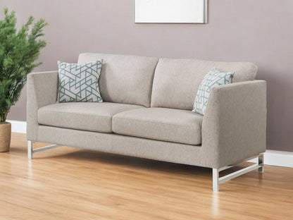 Modway Furniture 35" Beige Linen Sofa with Stylish Silver Legs - Elegant, Comfortable, and Perfect for Any Space! - 347284-HOMEROOTS