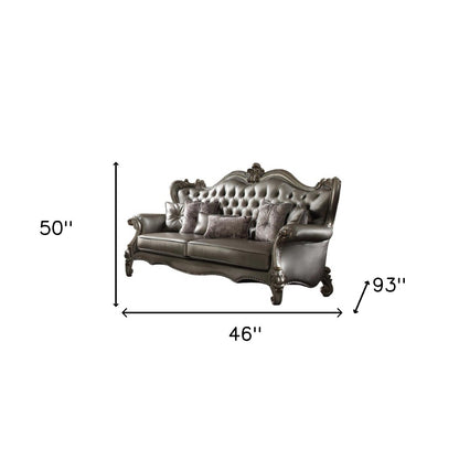 Modway Furniture 46" Platinum Faux Leather Curved Sofa with Toss Pillows - Stylish Comfort & Timeless Elegance - 348644-HOMEROOTS