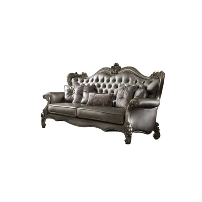 Modway Furniture 46" Platinum Faux Leather Curved Sofa with Toss Pillows - Stylish Comfort & Timeless Elegance - 348644-HOMEROOTS