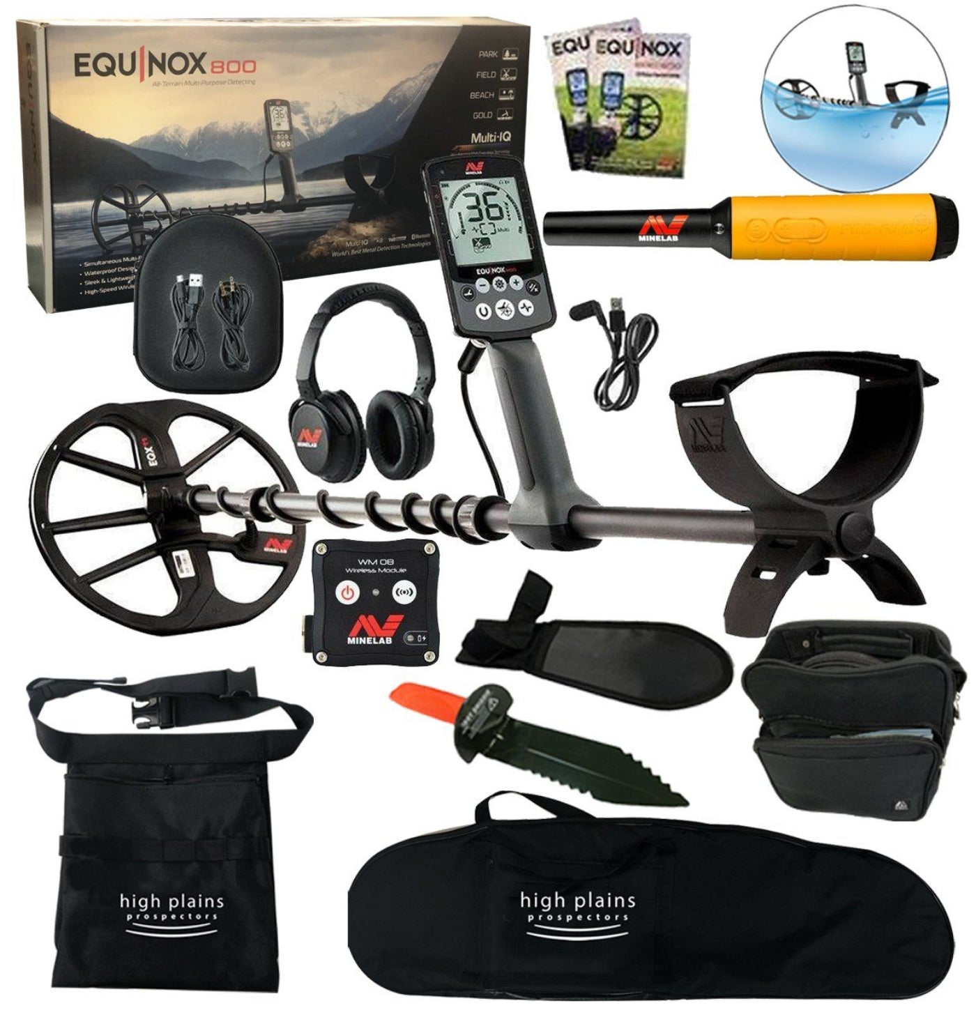 Minelab Equinox 800 Metal Detector Bundle, Pro-Find 35 Pointer, Free Gear - 3720-0002-A-bundle