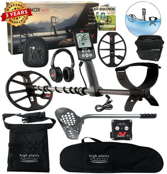 Minelab Equinox 800 Metal Detector, 15 inch Smart Coil, Beach Hunter Package - 3720-0002-BHP-bundle