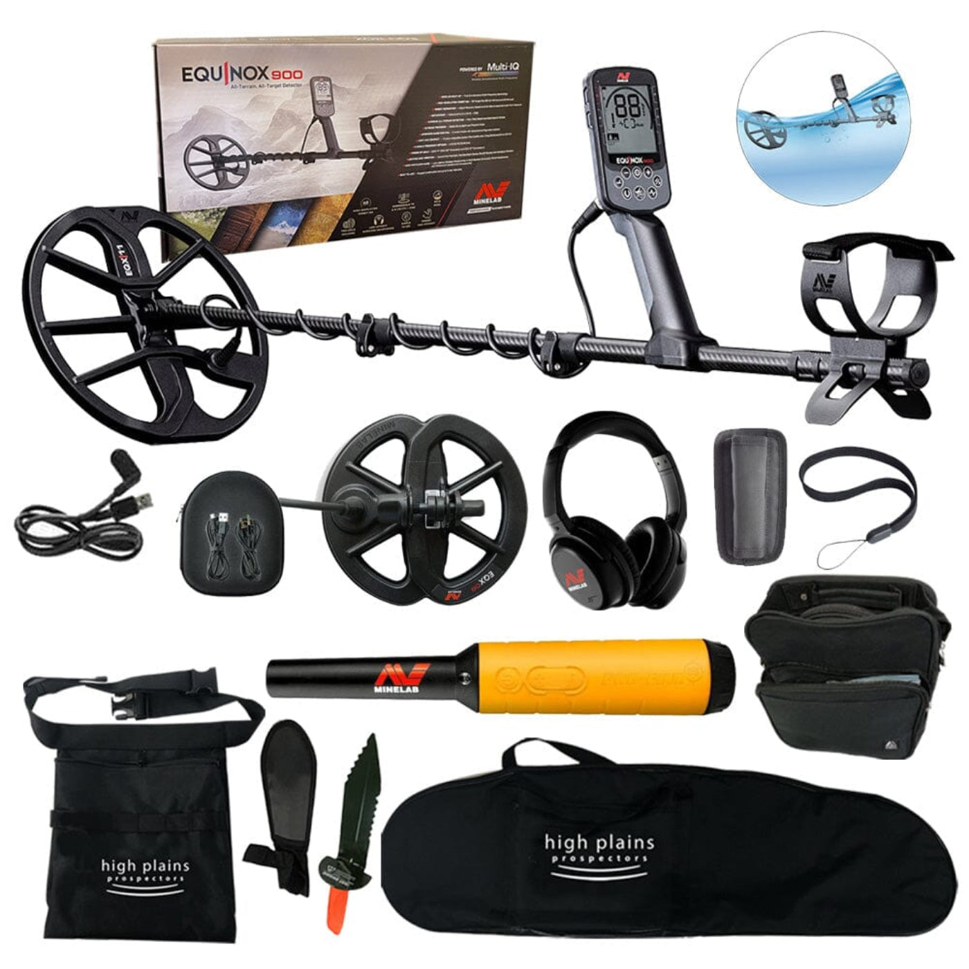 Minelab Equinox 900 - Includes Two Coils, Wireless Headphones, Pro-Find 35 AND FREE Gear - 3720-0006-free-gear-pf-35-bundle
