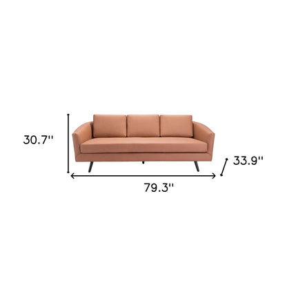 Modway Furniture 79" Stylish Brown Faux Leather Sofa with Black Legs - Durable Comfort for Modern Living Rooms - 396463-HOMEROOTS