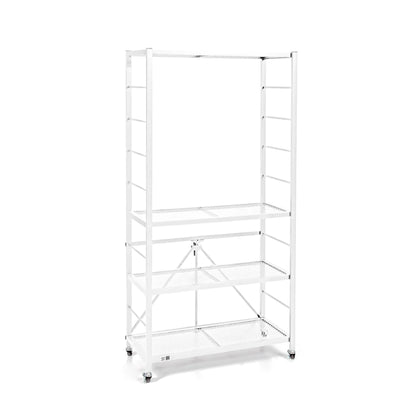 Origami 4 Pack Folding Steel Storage Rack, Adjustable Shelves, R2 Series, White - 415218