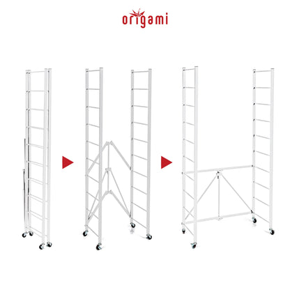Origami 4 Pack Folding Steel Storage Rack, Adjustable Shelves, R2 Series, White - 415218