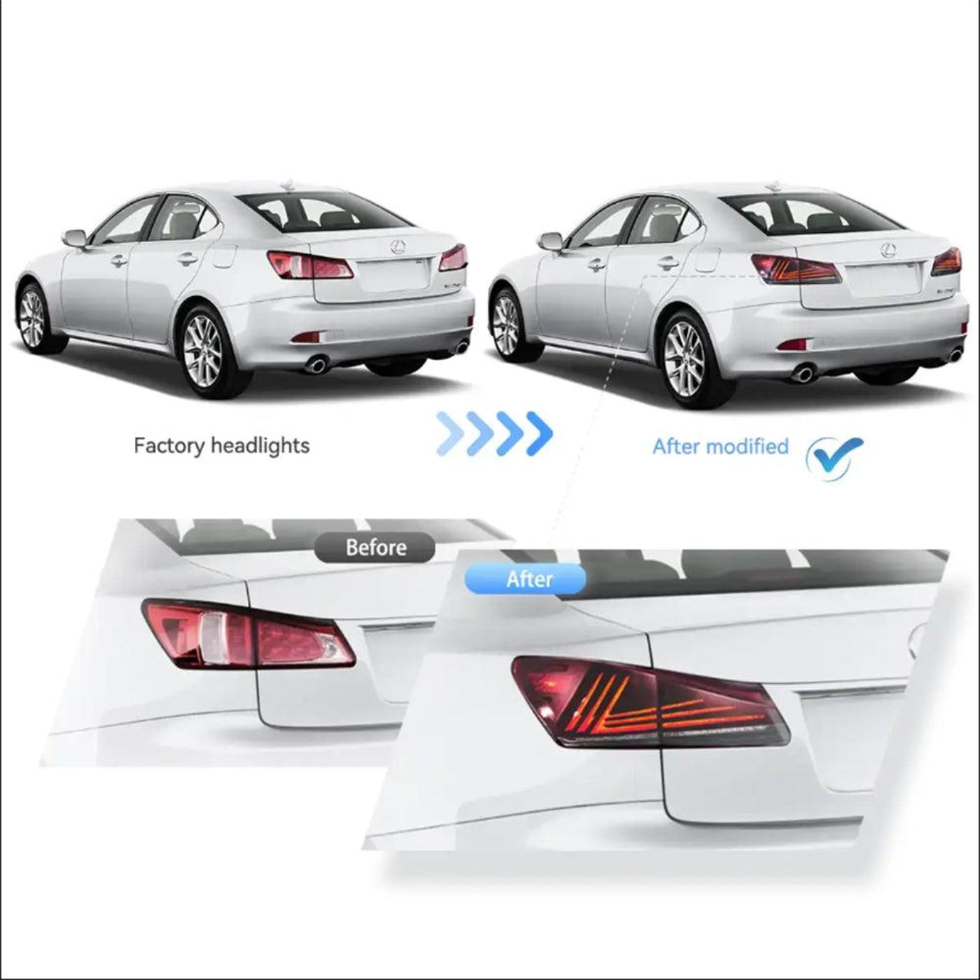 Auxbeam LED Tail Lights Assembly Upgraded Version For 2006-2013 Lexus IS 2th Gen (XE20) - ZC000166