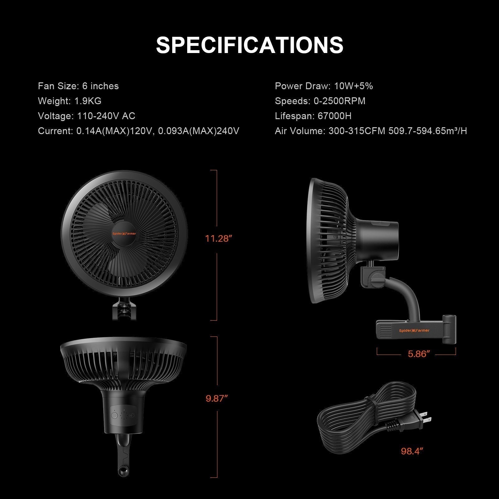 Spider Farmer® 8’x4’X6.5′ Complete Grow Tent Kit丨2xG5000 Full Spectrum LED Grow Light丨6” Clip Fan