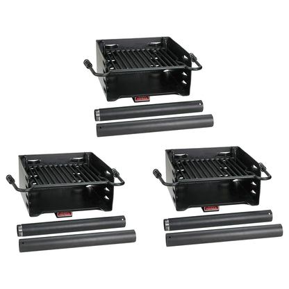 Pilot Rock Park Style Steel Outdoor BBQ Charcoal Grill and Post, Black (3 Pack) - 404010
