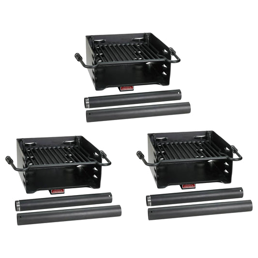 Pilot Rock Park Style Steel Outdoor BBQ Charcoal Grill and Post, Black (3 Pack) - 404010