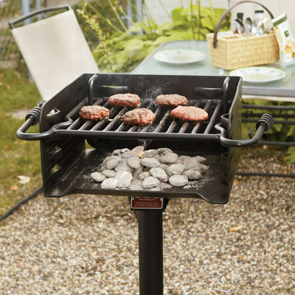 Pilot Rock Park Style Steel Outdoor BBQ Charcoal Grill and Post, Black (3 Pack) - 404010