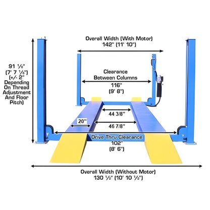 Atlas 414 14,000 LB 4-Post Lift + RJ8 Jacks Combo - ATEATTD-414-COMBO-FPD