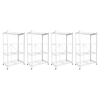 Origami 4-Pack R5-06W 4-Wheel 4-Shelf Folding Steel Wire Shelving Storage, White - 415205