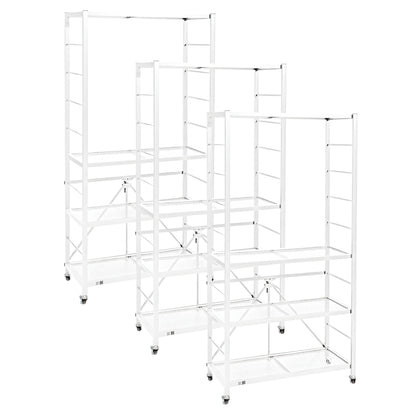 Origami 3 Pack Folding Steel Storage Rack, Adjustable Shelves, R2 Series, White - 415217