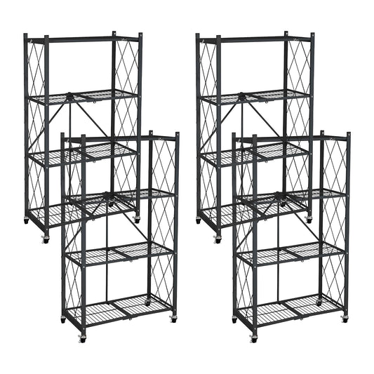 Origami 4 Pack 4 Tier Folding Garage Shelves Heavy Duty Shelving with Wheels - 415228