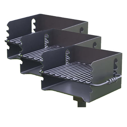 Pilot Rock CBP-135 Park Style Outdoor BBQ Charcoal Grill with Swivel, 3 Pack - 415878