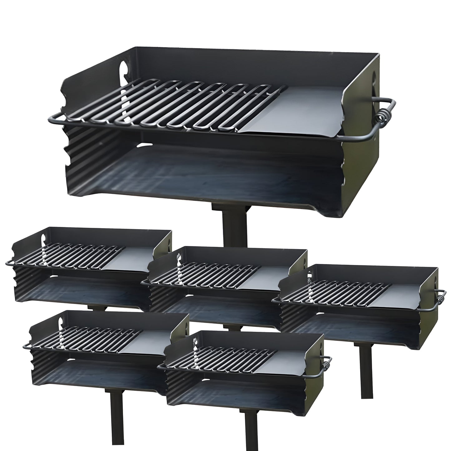 Pilot Rock CBP-135 Park Style Outdoor BBQ Charcoal Grill with Swivel, 6 Pack - 415879