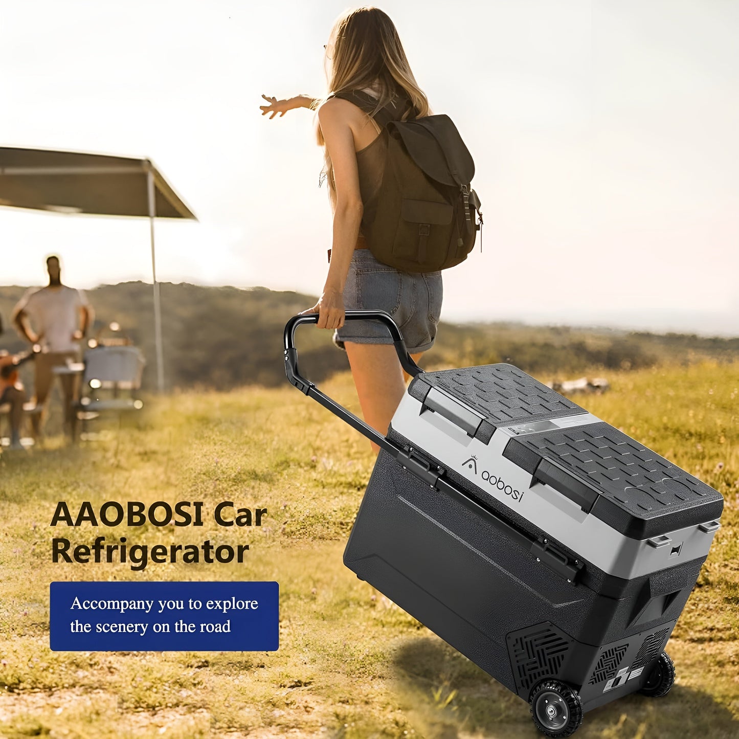 AOBOSI Portable Refrigerator on Wheels Dual Door Dual Zone 45qt/42L - J42