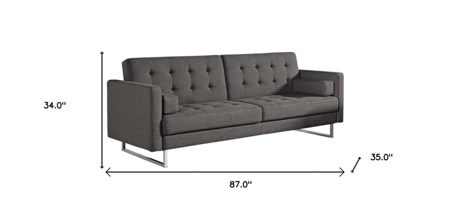 Modway Furniture 87" Gray Sleeper Sofa - Contemporary Design with Silver Legs, Soft Upholstery & Stylish Comfort - 480911-HOMEROOTS